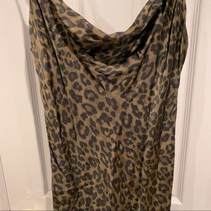 Zara Silk Leopard Print Spaghetti Strap Dress